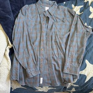 Brooks Brothers Blue and Tan Checkered Shirt